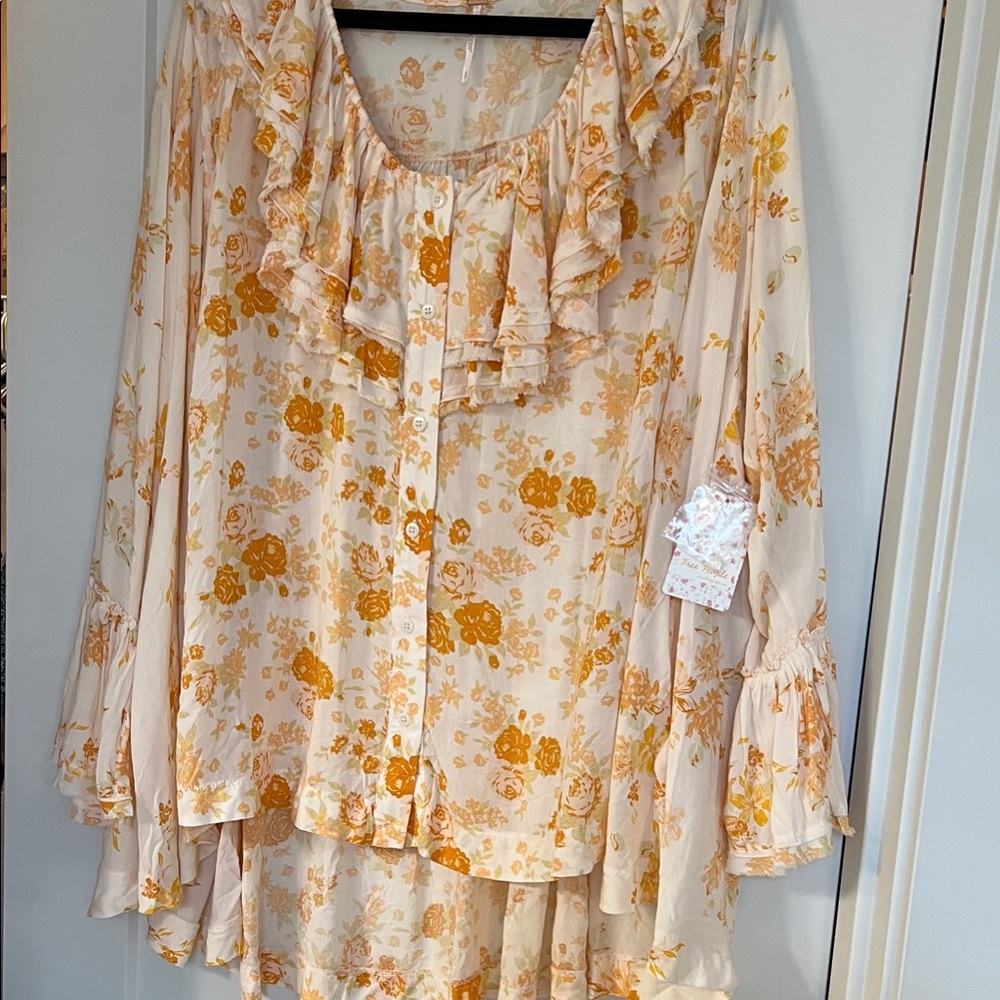 Floral Ruffle Blouse and Skirt Set